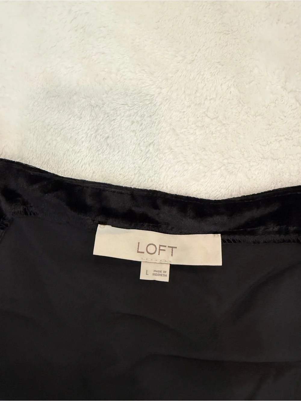 LOFT Black Velvet Puff Sleeve Blouse